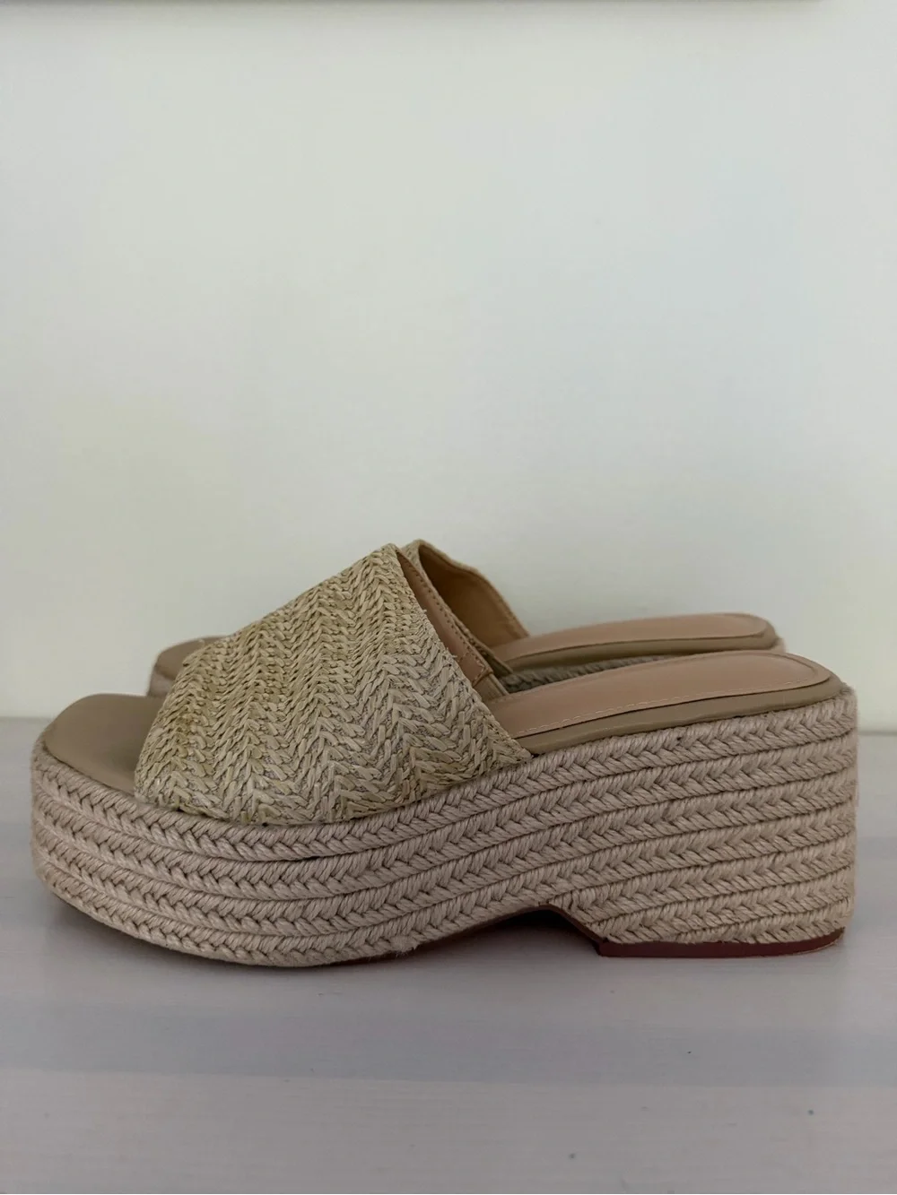 Lulu's Beige Braided Platform Slide Sandals